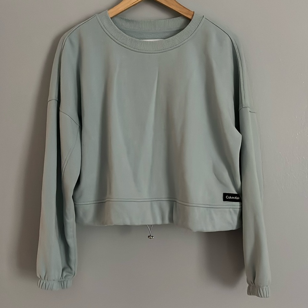 CALVIN KLEIN cinch waist crop crew neck
